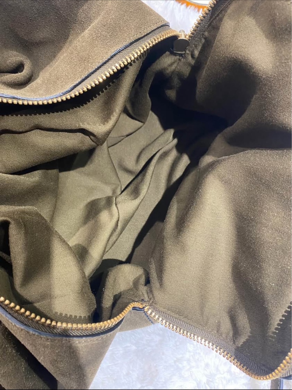 Zara Suede Olive Green Structured Shoulder Bag - Picture 6 of 8